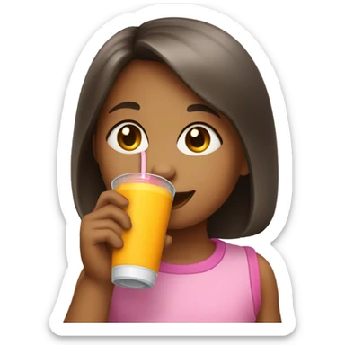 Little girl drinking a Juice box sticker