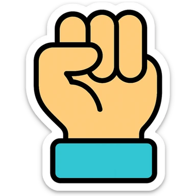 hand facing forward in a fist, thumb between index and middle fingers sticker