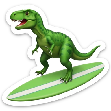 T rex riding a surf board  sticker