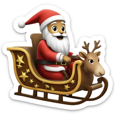Santa Claus on his sleigh with a six point Jewish star on his chest sticker