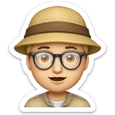 Emoji wearing hat and classes sticker