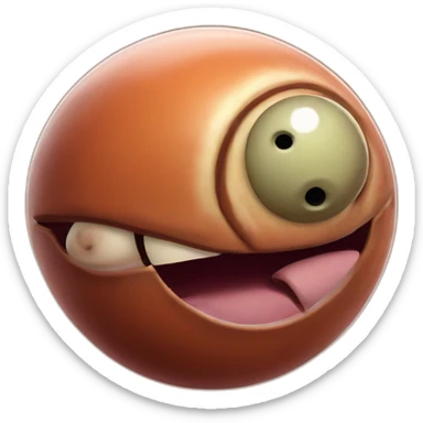 planet Mars with a cartoon grimacing snail face sticker