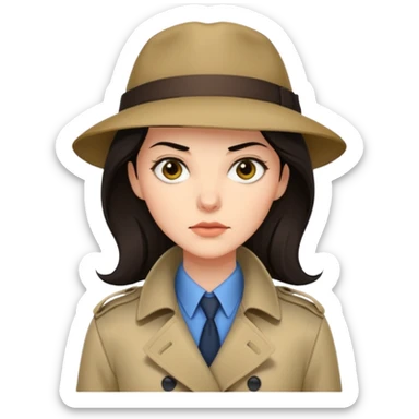 trençkotlu kadın koyu saçlı dedektif  sticker