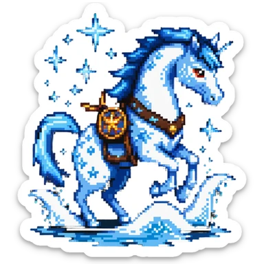 Water horse ninja with shuriken stars and water powers sticker