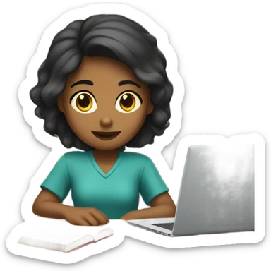 A girl studying sticker