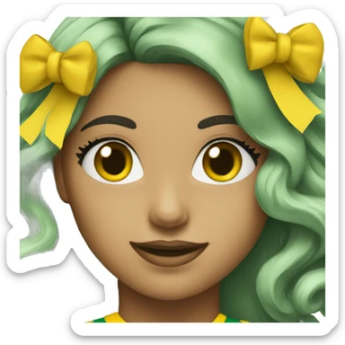 Cheerleader with green and yellow uniform and poms sticker