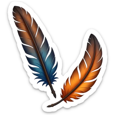 iOS emoji, dark fantasy feather, burned edges, ember glow, soft shadow, minimal sticker