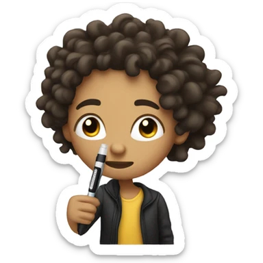 Lightskin with curly dreads hitting a dab pen sticker