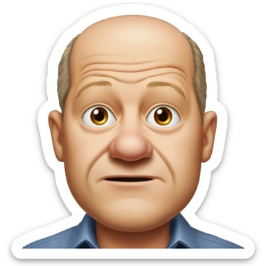 photorealistic Olaf Scholz embarrassed, guiltily shrugs sad sticker