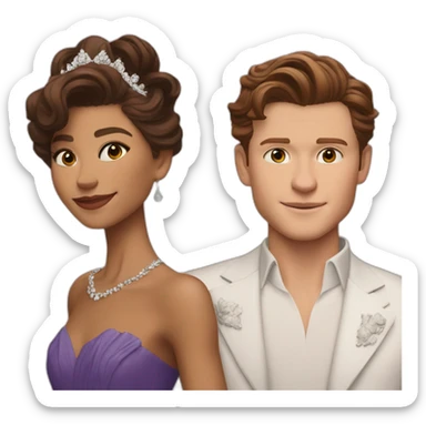 Zendaya with tom holland as a royal family sticker