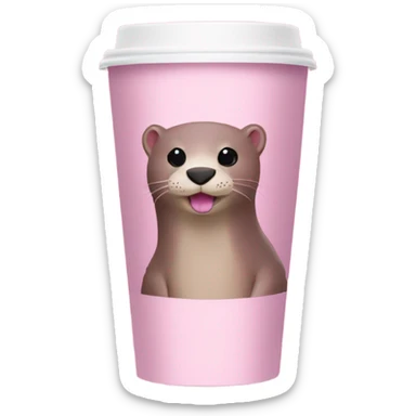 Pink otter Starbucks cup sticker
