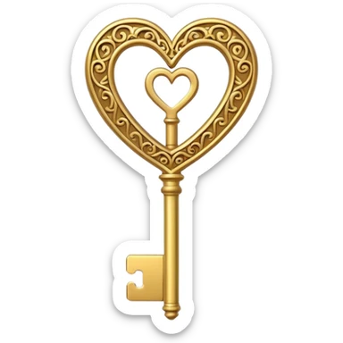 gold heart key sticker