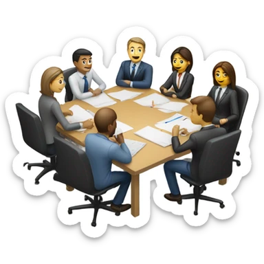 men and women work meeting at a table sticker