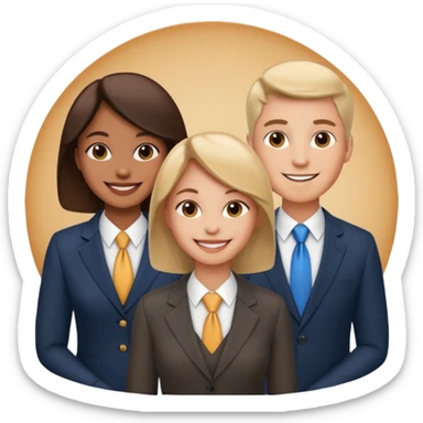 3 people business meeting circular crop sticker
