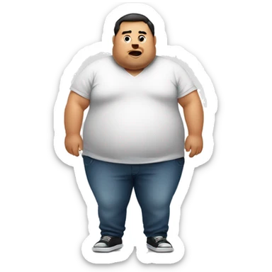 Fat man with shirt on Looking in the mirror  sticker