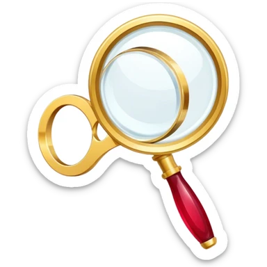 Jewelry art icon. A ring with a golden ruby through magnifying glass and pliers. Minimalistic style, clean lines, transparent background. sticker