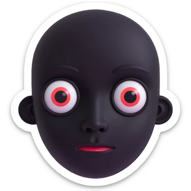 a black face with no mouth and two creepy eyes that look into your soul, unsettling and mysterious sticker