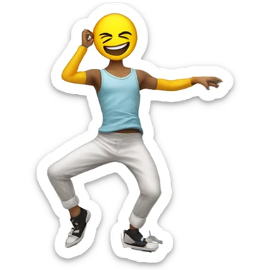 A dancer dancing on street  with 3D written beside him sticker