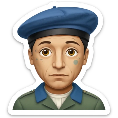 pablo picasso is painting on canvas sticker