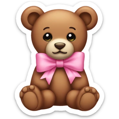 teddy pink bow sticker