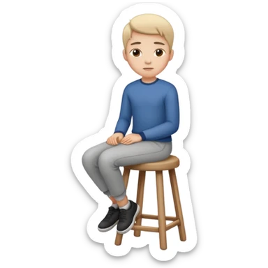 a person sitting on stool straight back sticker