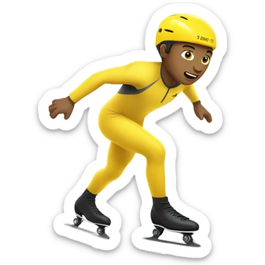 Man speed skating in yellow shirt  sticker