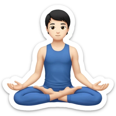 garoto de 17 anos, pele clara, cabelo liso preto médio, fazendo yoga  sticker