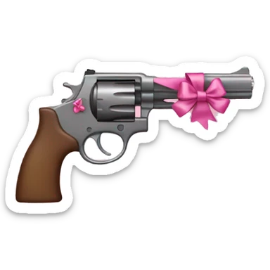 gun with pink bow around it  sticker
