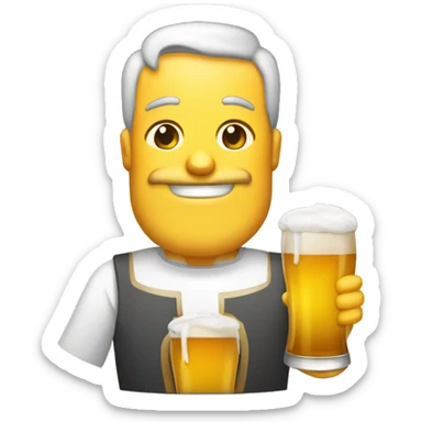 santinho simpático de corpo inteiro  com argoola sobre a cabeça bebendo cerveja  sticker