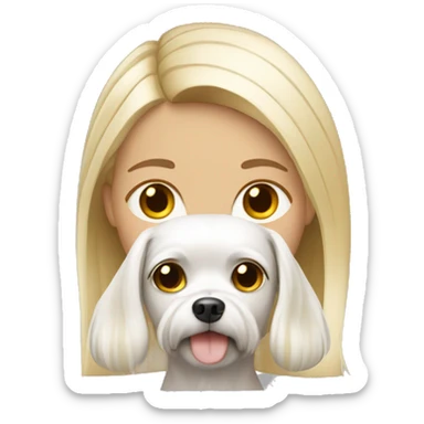 blonde girl with maltese dog sticker