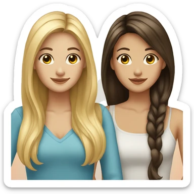 Best friends blonde girl and brunette girl sticker