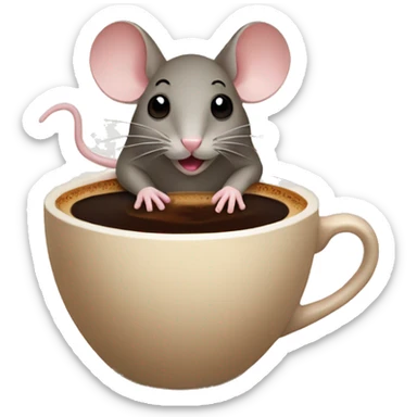 Mouse in coffee sticker