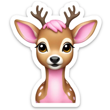 a baby deer wearing a pink boy sticker