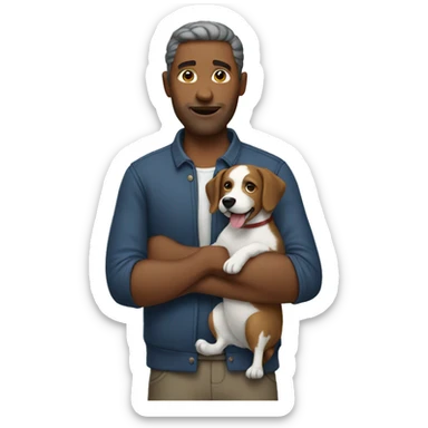 man holding dog sticker