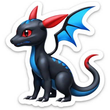 Cute Shiny Guilmon-Salandit-Umbreon-Fakémon-hybrid-creature (full body)  sticker