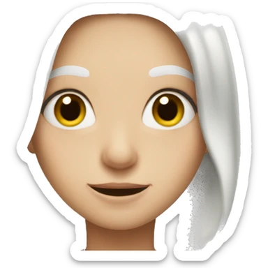 White hair girl with silly face sticker