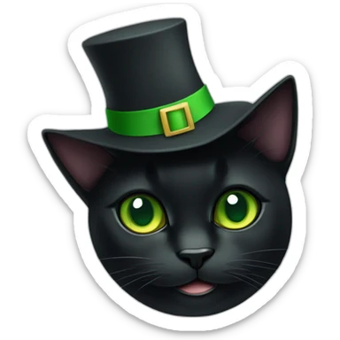 a black cat with green eyes in a New Year's hat ​ sticker