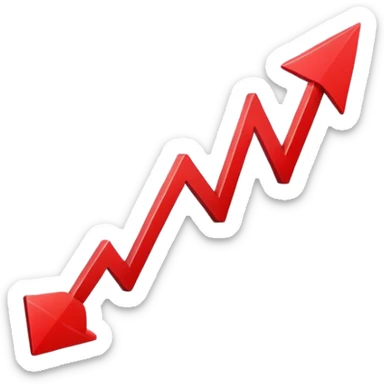 short red decreasing down graph arrow going down. sticker