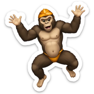 gorilla jumping off a cliff sticker