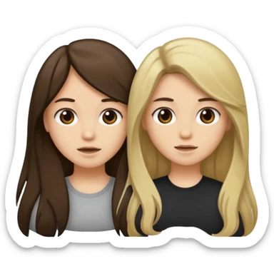 bestiess one with dark brown hair and one with dirty blonde hair long hair for both of them sticker