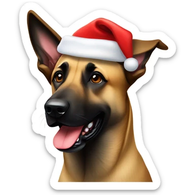 Belgian malinois and Anatolian Shepherd with Christmas hat sticker