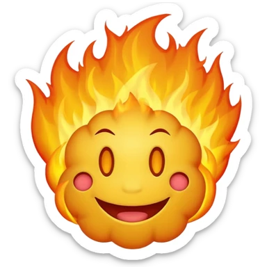 regular yellow smily emogy with the fire brain sticker