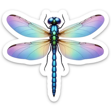 Peaceful Dragonfly change color  keep  black background  sticker