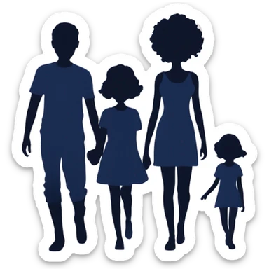Silhouette of family of 5 two teen girls and a little boy sticker