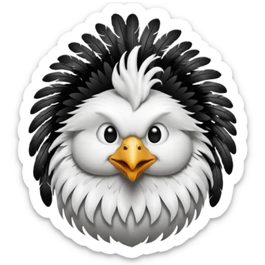 chicken with body covered every feathers is a mix of black and white color   sticker