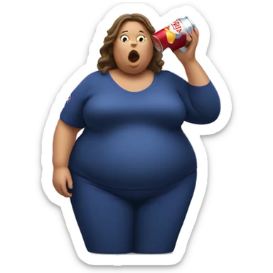 Fat women drinking a can of redbull sticker