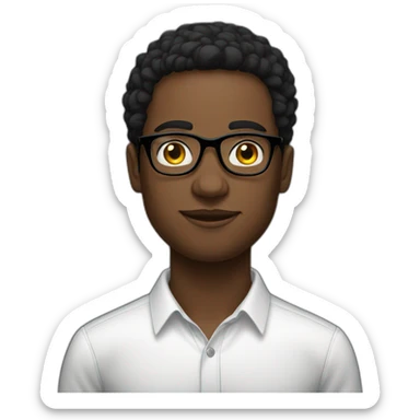 Young men French type Black straight with glasses sticker