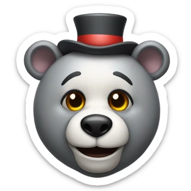 realistic-grey-bear-with-a-clown-makeup  sticker
