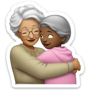grandma and granddaughter hugging sticker