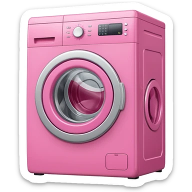 
pink washing machine mid-cycle with clothes tumbling inside sticker